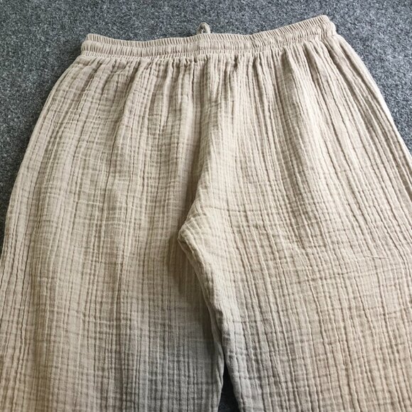Lotus and Luna Pants Womens Medium Petite Beige Tan Gauze Comfort Lounge - Picture 10 of 12
